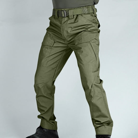 Tdoqot Mens Cargo Pants- Straight Leg Baggy Stretch Waterproof Casual Work Pants Army Green Size 38
