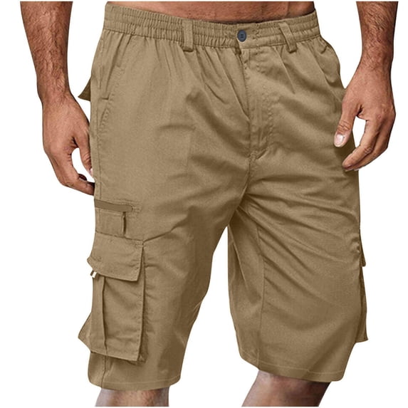Tdoqot Mens Cargo Shorts- Summer Casual Loose Fit Stretch Fashion Mens Shorts Outdoor Khaki Size 39