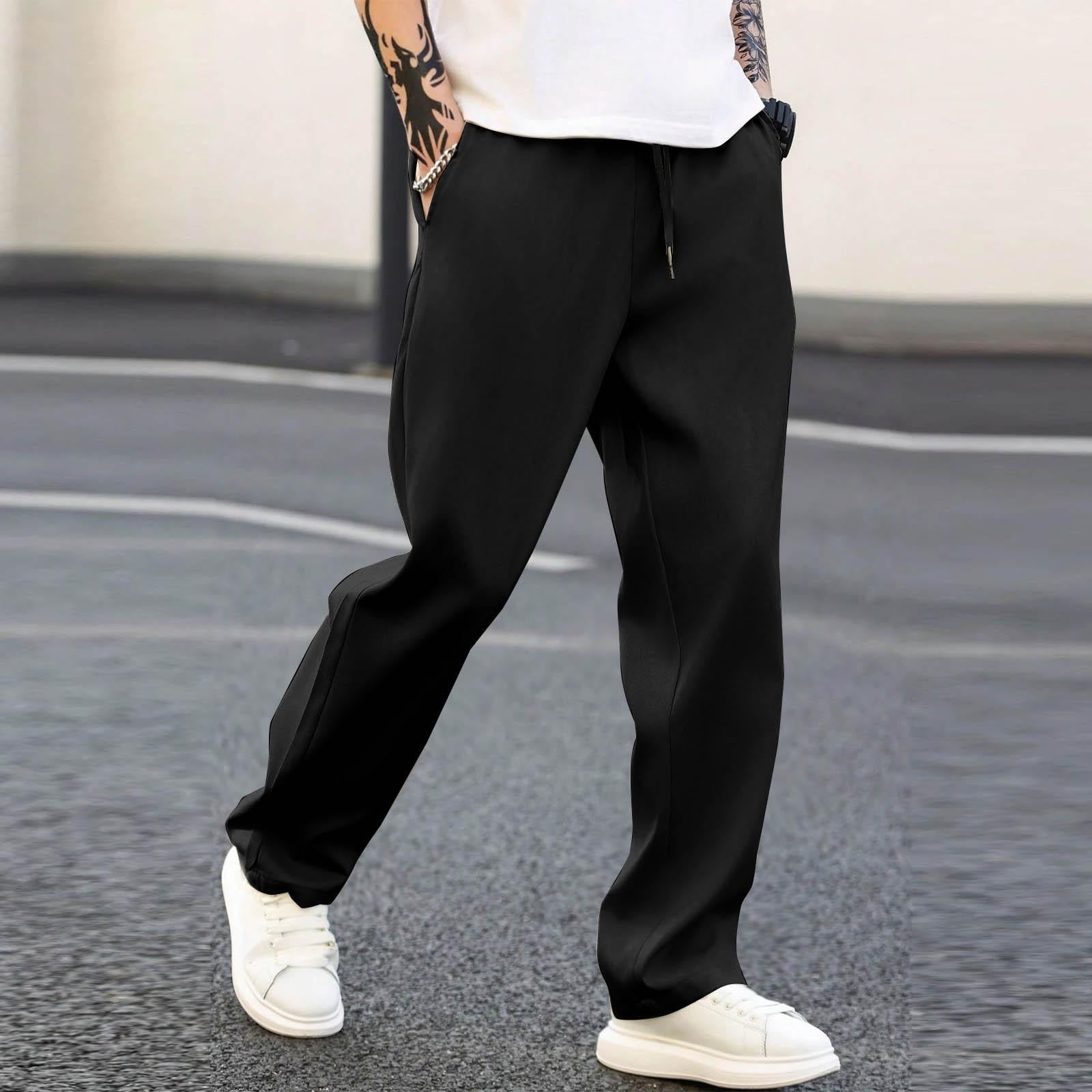 Tdoqot Mens Chino Pants with Pockets- Casual Elastic Waist