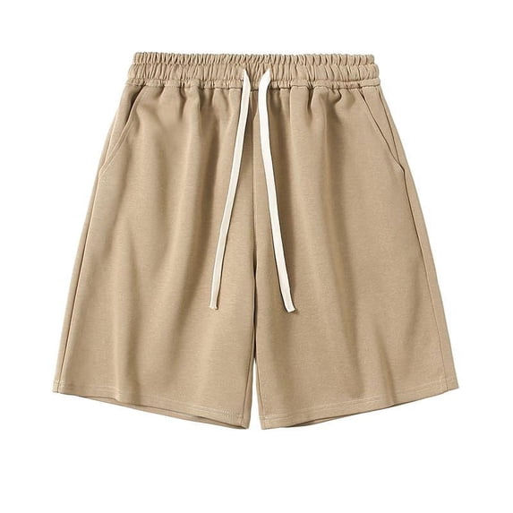 Tdoqot Mens Chino Shorts- Baggy with Pockets Cotton Casual Summer Mens Shorts Elastic Waist Khaki Size 34