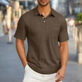 thumbnail image 1 of Tdoqot Mens Cotton Polo Shirts with Collar- Short Sleeve Casual Regular Fit Summer Shirts with Pocket Brown Size XL, 1 of 5
