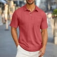 thumbnail image 1 of Tdoqot Mens Cotton Polo Shirts with Collar- Short Sleeve Casual Regular Fit Summer Shirts with Pocket Pink Size 3XL, 1 of 6