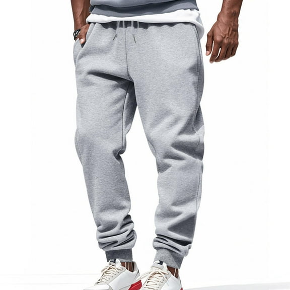 Tdoqot Mens Fleece Sweatpants with Pockets- Elastic Waist Baggy Stretch Casual Drawstring Jogger Pants Gray Size M
