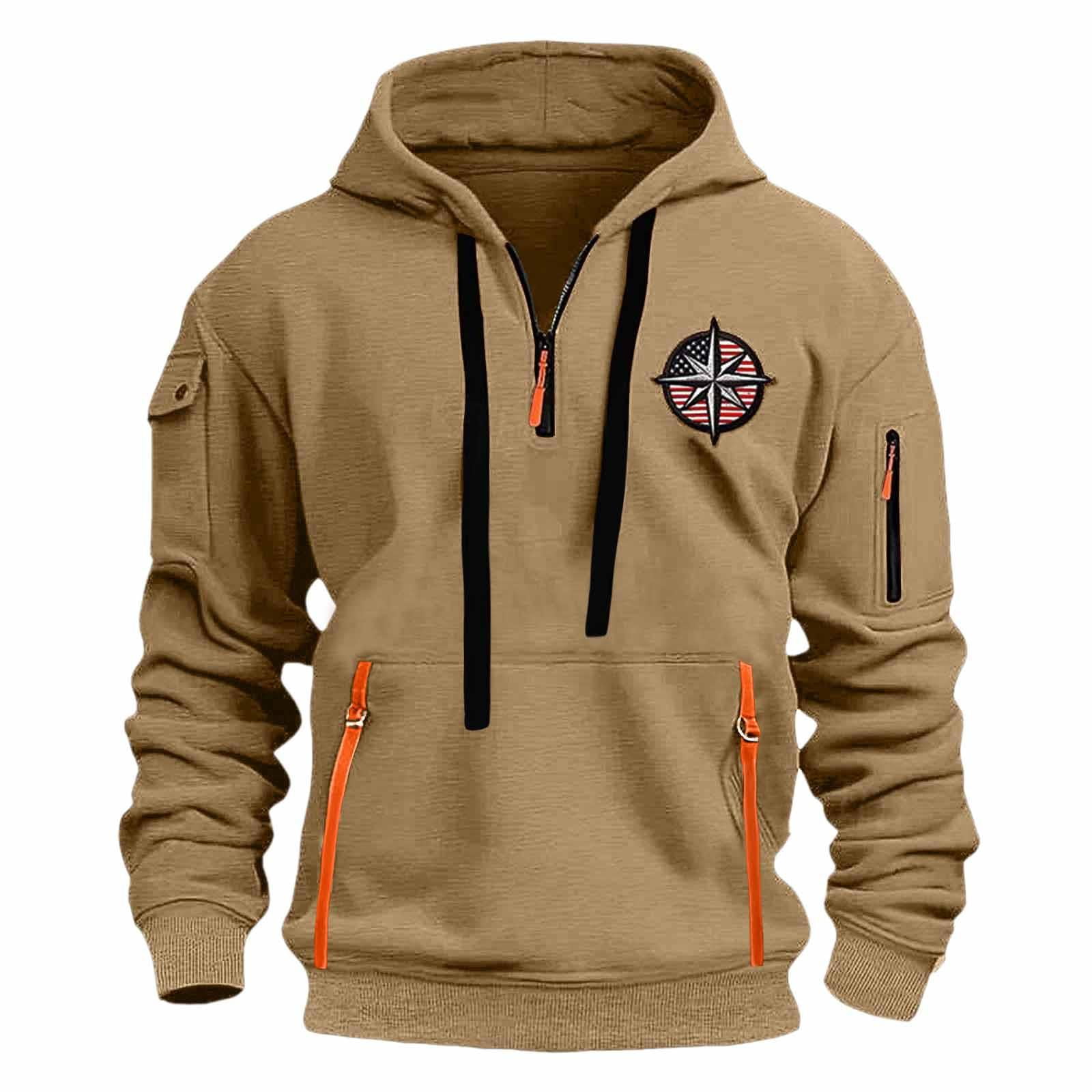 Tdoqot Mens Graphic Hoodies with Zipper Pockets- Casual Long Sleeve ...