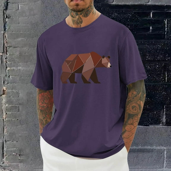 Tdoqot Mens Graphic T Shirts- Loose Casual Soft Short Sleeve Summer Tees Purple Size L