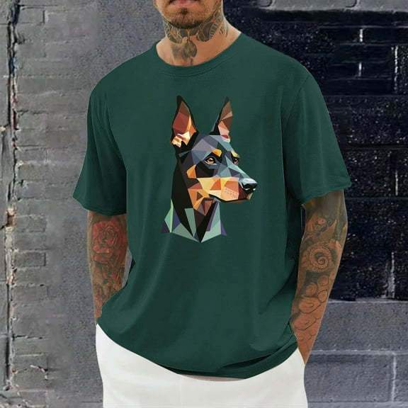 Tdoqot Mens Graphic T Shirts- Short Sleeve Casual Soft Loose Summer Tees Green Size 2XL