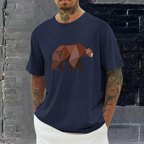 Tdoqot Mens Graphic T Shirts- Soft Loose Casual Short Sleeve Summer Tees Navy Size M