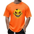 thumbnail image 1 of Tdoqot Mens Halloween Graphic T-shirt- Funny Short Sleeve Crewneck Ghost Tees Orange Size 3XL, 1 of 5