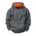 thumbnail image 1 of Tdoqot Mens Hoodie with Multiple Pockets- Casual Long Sleeve Zip Up Fashion Loose Sweatshirt Dark Gray Size XL, 1 of 7