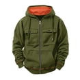 thumbnail image 1 of Tdoqot Mens Hoodie with Multiple Pockets- Zip Up Long Sleeve Fashion Casual Loose Sweatshirt Army Green Size XL, 1 of 8