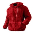thumbnail image 1 of Tdoqot Mens Jacquard Fleece Hoodie- Pullover Casual Warm Fashion Winter Sweatshirt Wine Size XL, 1 of 6
