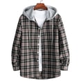 thumbnail image 1 of Tdoqot Mens Long Sleeve Shirts Button Down- Crew Neck Casual Plaid Loose Flannel Shirts for Men with Hoodie Black Size XL, 1 of 8