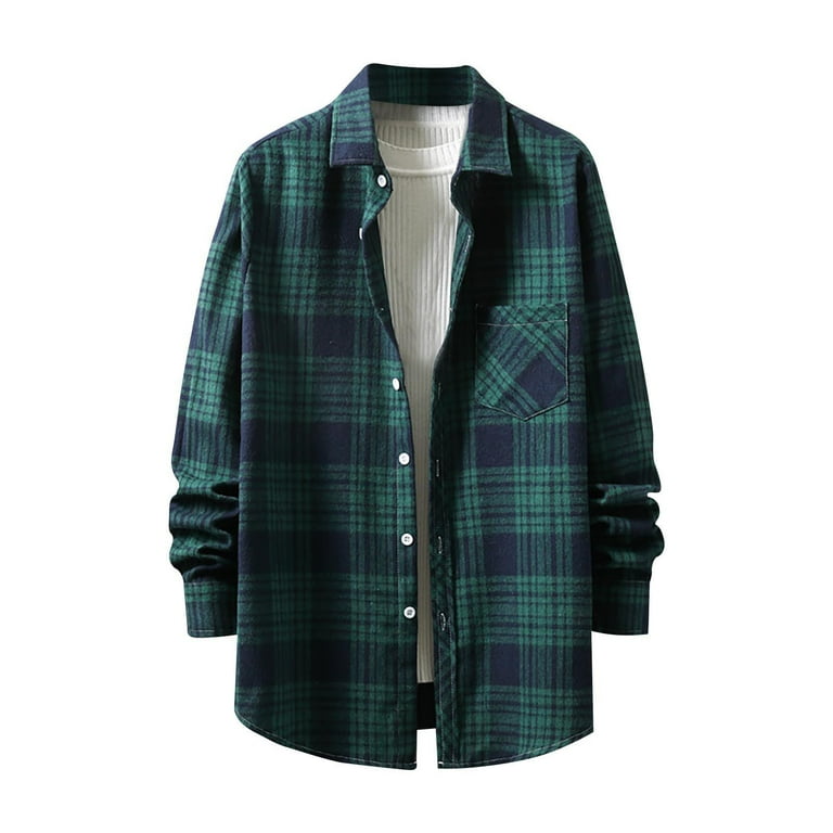NexGen Men's Cotton Flannel Shirt - Button Front Long Sleeve Comfort Fit