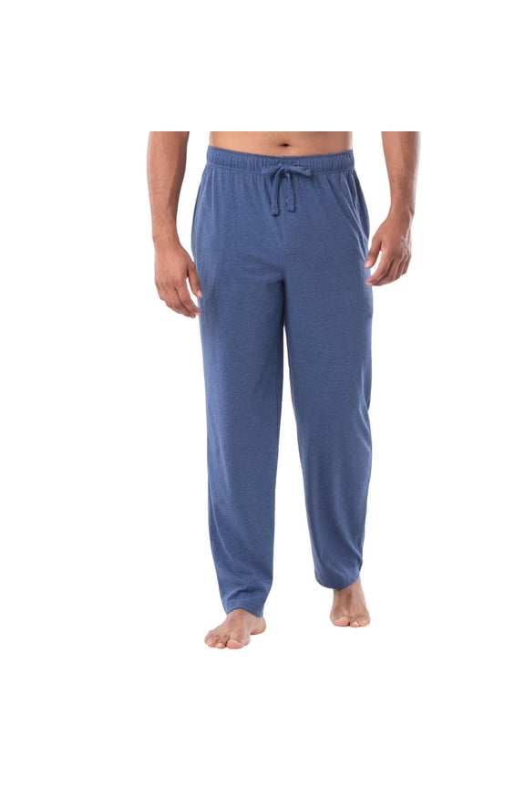Mens Pajama Pants- Elastic Waist Baggy Casual Wide Leg Soft Drawstring Lounge Pants Blue Size L