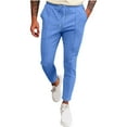 thumbnail image 1 of Tdoqot Mens Pants Casual Slim Fit Waffle Straight Leg With Pockets Mens Sweatpants Blue Size 3XL, 1 of 5