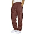 thumbnail image 1 of Tdoqot Mens Pants Casual Wide Leg Baggy Cargo Sweatpants for Men Wine Size M, 1 of 6