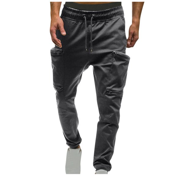 Tdoqot Mens Pants Slim Fit Casual Straight Leg With Pockets Mens Sweatpants Gray Size L