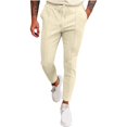 thumbnail image 1 of Tdoqot Mens Pants Straight Leg Waffle Slim Fit With Pockets Casual Mens Sweatpants Khaki Size 3XL, 1 of 6