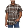 thumbnail image 1 of Tdoqot Mens Plaid Button Down Shirts with Pocket- Short Sleeve Regular Fit Casual Classic Shirts Coffee Size L, 1 of 7
