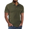 thumbnail image 1 of Tdoqot Mens Polo Shirts with Pocket- Regular Fit Short Sleeve Fashion Casual Summer Shirts Army Green Size 3XL, 1 of 6