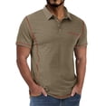 thumbnail image 1 of Tdoqot Mens Polo Shirts with Pocket- Short Sleeve Regular Fit Casual Fashion Summer Shirts Khaki Size M, 1 of 6