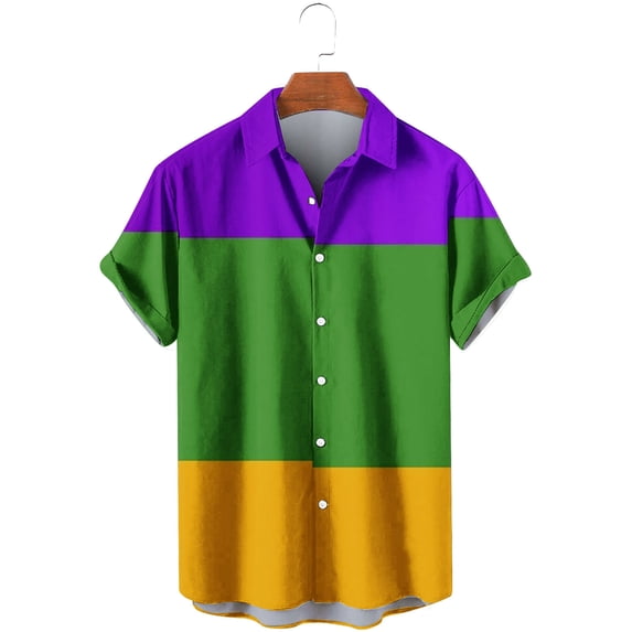 Tdoqot Mens Shirts- Casual Fashion Summer Short Sleeve Button Down Shirt Multicolor Size L