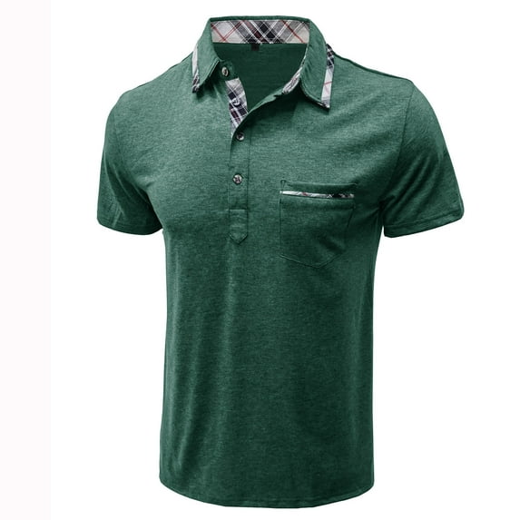 Tdoqot Mens Shirts- Fashion Casual Short Sleeve with Pockets Summer Polo Shirt Green Size XL