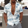 thumbnail image 1 of Tdoqot Mens Shirts Short Sleeve Button Down- Printed Casual Loose Fit Turndown Collar Summer Hawaii Shirts Blue Size XL, 1 of 5
