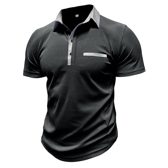 Tdoqot Mens Shirts- Short Sleeve Summer Fashion Casual Polo Shirt Black Size S