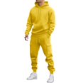 thumbnail image 1 of Tdoqot Mens Sweatsuits 2 PC- Casual Loose Fit Long Sleeve Drawstring Hoodie and Cargo Sweatpants Sets Yellow Size XL, 1 of 5