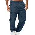thumbnail image 1 of Tdoqot Mens Work Pants Casual Relaxed Fit Wide Leg Cargo Pants for Men Navy Size 35, 1 of 5