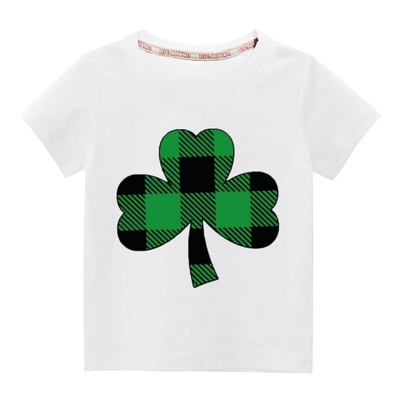 Tdoqot St Patricks Day Shirts Kids- Crewneck Cute Short Sleeve Girls Boys Cotton T Shirt White Size 3 T
