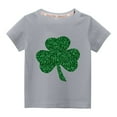thumbnail image 1 of Tdoqot St Patricks Day Shirts Kids- Cute Crewneck Short Sleeve Girls Boys Cotton T Shirt Gray Size 4 T, 1 of 3