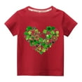 thumbnail image 1 of Tdoqot St Patricks Day Shirts Kids- Cute Crewneck Short Sleeve Girls Boys Cotton T Shirt Red Size 5 T, 1 of 3