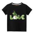 thumbnail image 1 of Tdoqot St Patricks Day Shirts Kids- Short Sleeve Crewneck Cute Girls Boys Cotton T Shirt Black Size 5 T, 1 of 1