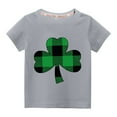 thumbnail image 1 of Tdoqot St Patricks Day Shirts Kids- Short Sleeve Crewneck Cute Girls Boys Cotton T Shirt Gray Size 5 T, 1 of 3
