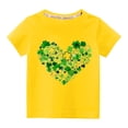 thumbnail image 1 of Tdoqot St Patricks Day Shirts Kids- Short Sleeve Crewneck Cute Girls Boys Cotton T Shirt Yellow Size 4 T, 1 of 4