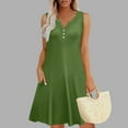 thumbnail image 1 of Tdoqot Summer Dresses for Women 2025- Casual Loose Fit Sundress Sleeveless V-Neck Midi Dress with Pockets Green Size L, 1 of 7