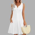 thumbnail image 1 of Tdoqot Summer Dresses for Women 2025- Casual Sleeveless V-Neck Loose Fit Sundress Midi Dress with Pockets White Size XL, 1 of 7