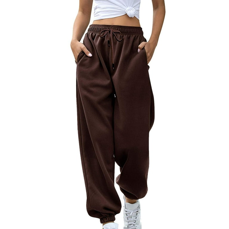 Tdoqot Sweatpants for Women Baggy Casual Fall Fashion Brown Size XXL