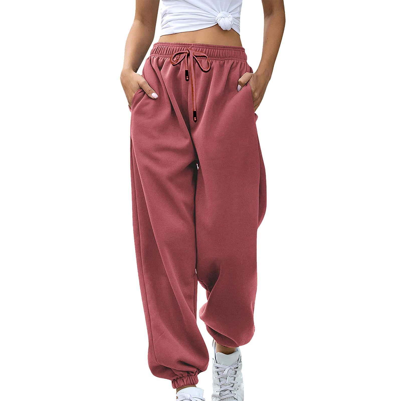 Tdoqot Sweatpants for Women- Baggy Casual Fall Fashion Red Size S 