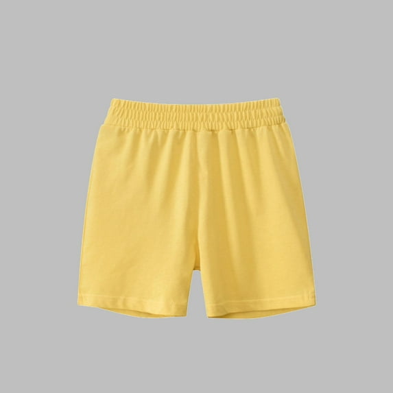 Tdoqot Toddler Boys Athletic Shorts- Fleece Soft Elastic Waist Leisure Kids Active Play Shorts Yellow Size 4 T