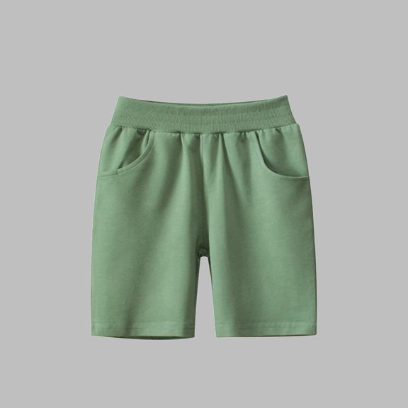 Tdoqot Toddler Boys Athletic Shorts with Pockets- Elastic Waist Soft Leisure Fleece Kids Active Play Shorts Green Size 7-8T
