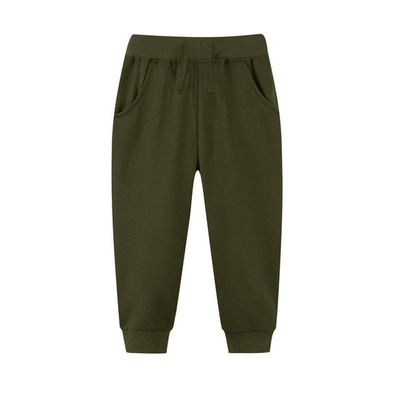 Tdoqot Toddler Boys Fleece Sweatpants- Casual Drawstring Soft Elastic Waist Jogger Pants Army Green Size 3 T