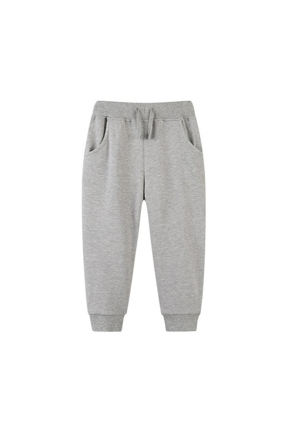 Toddler Boys Fleece Sweatpants with Pockets- Casual Elastic Waist Soft Drawstring Joggers Gray Size 7 T
