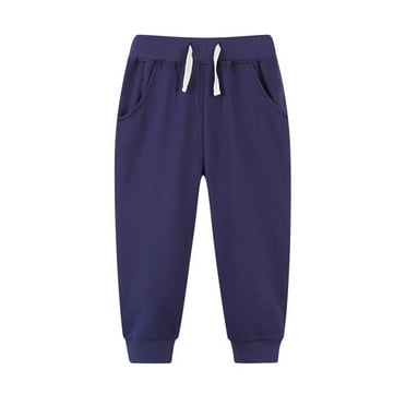 Tdoqot Toddler Boys Fleece Sweatpants with Pockets- Casual Elastic Waist Soft Drawstring Joggers Navy Size 6 T