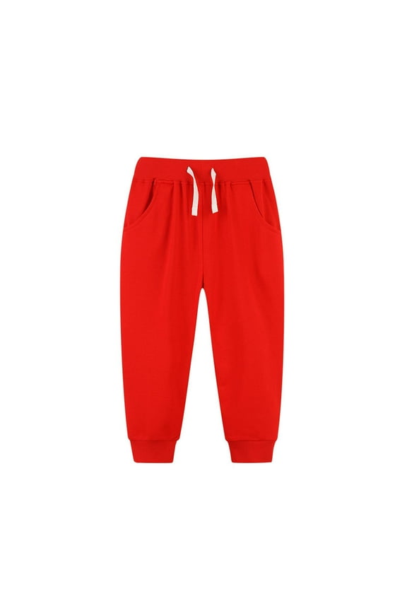 Toddler Boys Fleece Sweatpants with Pockets- Elastic Waist Casual Soft Drawstring Joggers Red Size 4 T