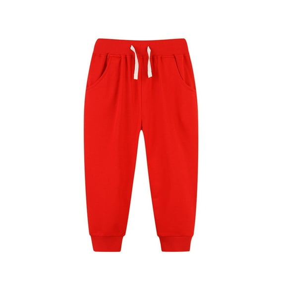 Tdoqot Toddler Boys Fleece Sweatpants with Pockets- Elastic Waist Soft Casual Drawstring Joggers Red Size 6 T