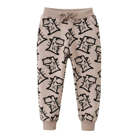 Tdoqot Toddler Boys Graphic Sweatpants- Casual Cute Drawstring Jogger Pants Khaki Size 3T
