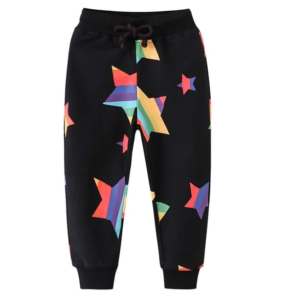 Tdoqot Toddler Boys Graphic Sweatpants- Cute Casual Drawstring Jogger Pants Black Size 5T